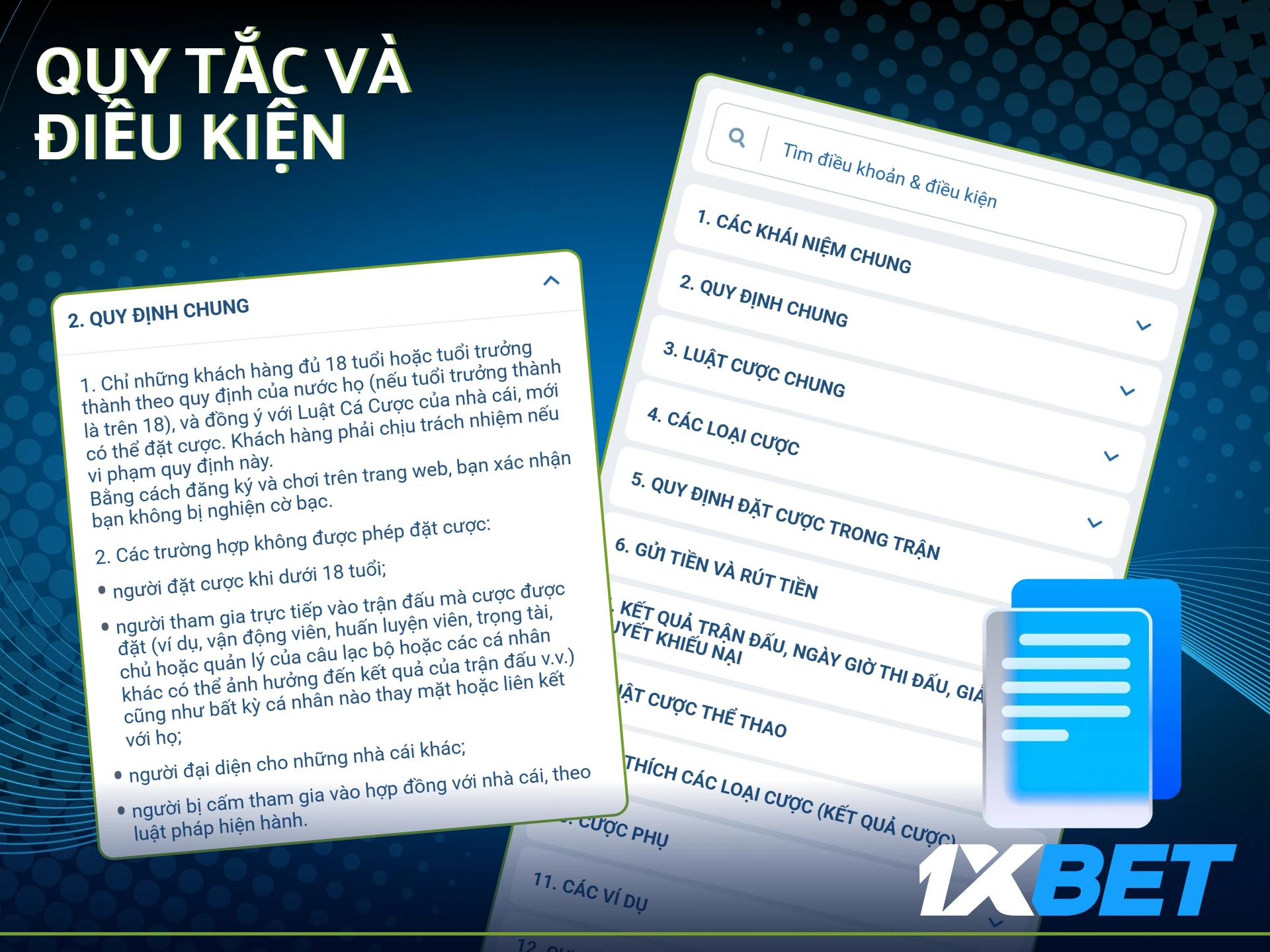 Đọc điều khoản và điều kiện trên nền tảng 1xbet.