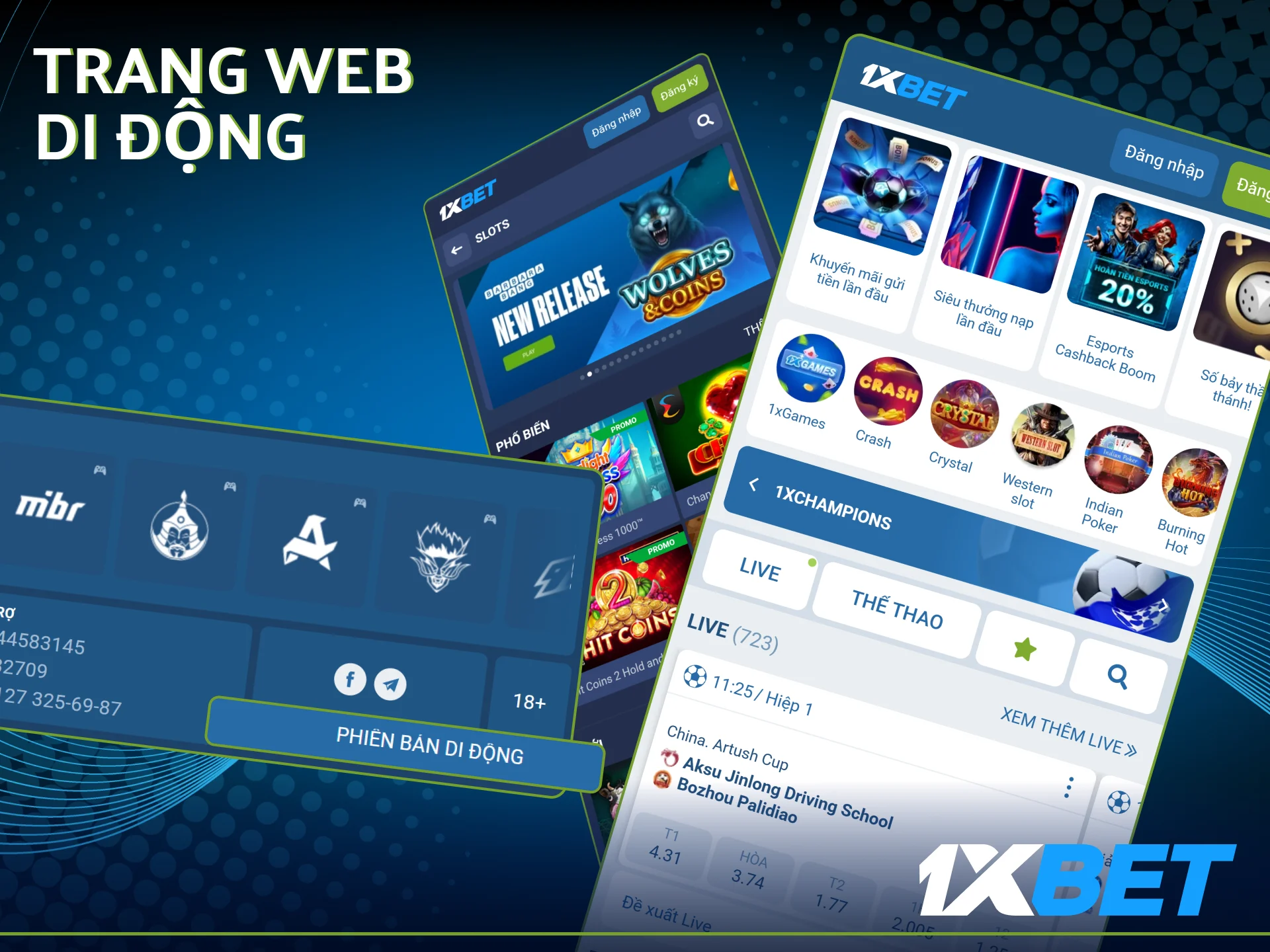 Đặt cược thông qua phiên bản di động của trang web 1xbet.