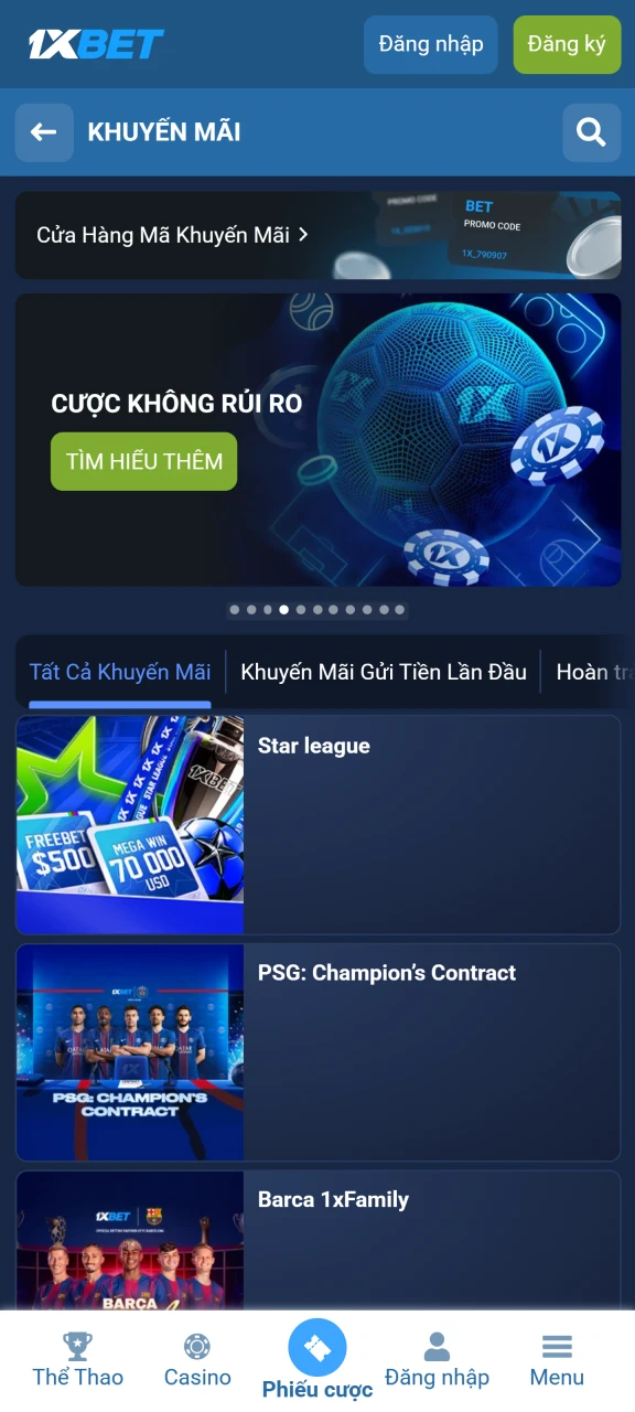 Khuyến mãi ứng dụng 1xbet mang lại giá trị cược gia tăng.
