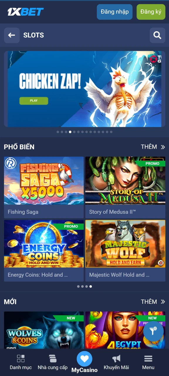 Ứng dụng casino 1xbet mang đến kho game và slots đa dạng.
