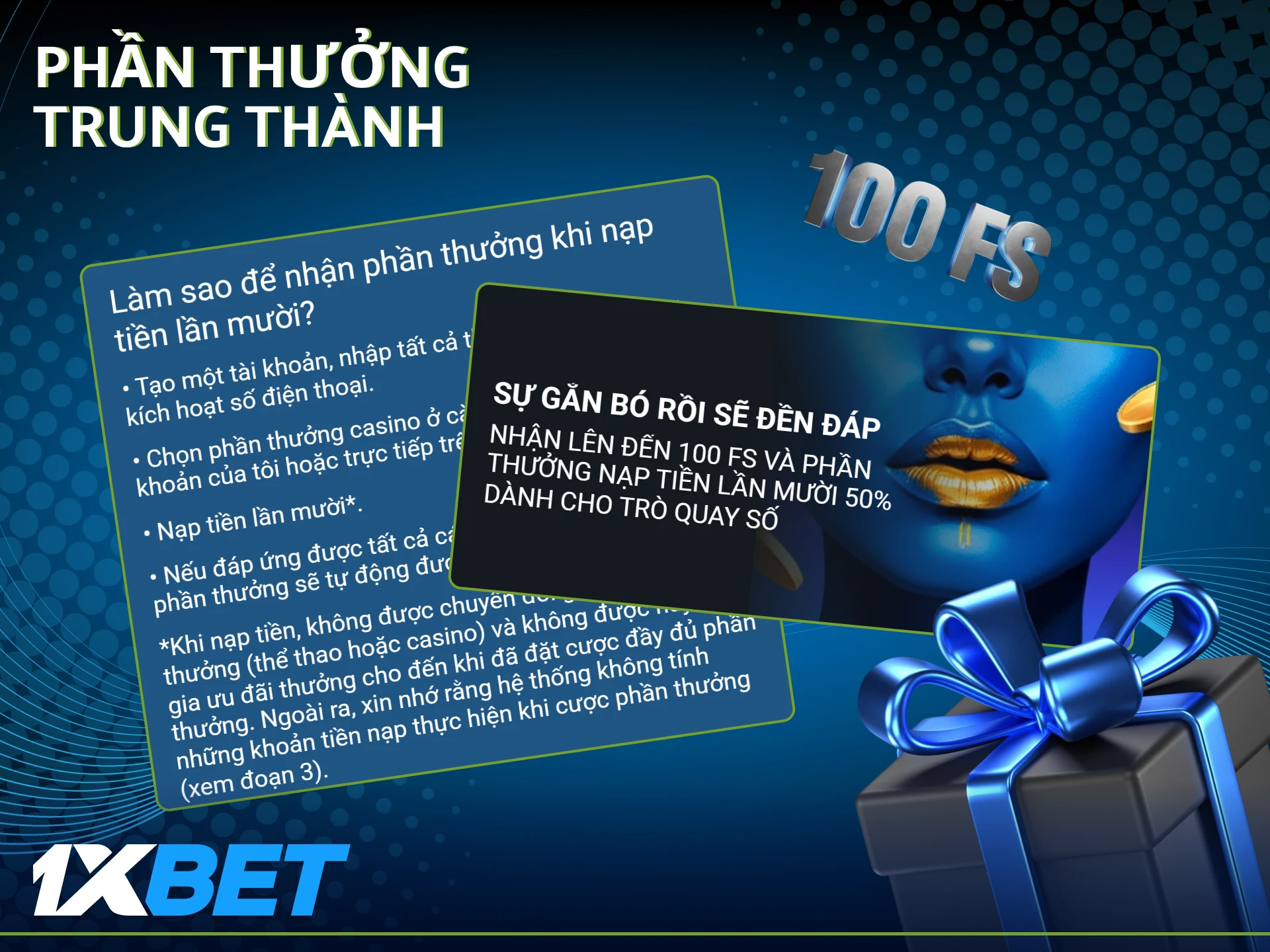 Tạo tài khoản và nhận tiền thưởng trung thành vào lần nạp thứ mười từ 1xBet.
